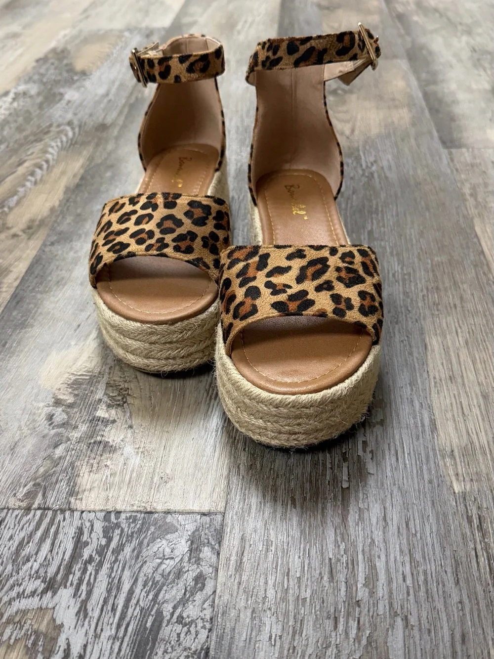 Leopard Print Platform Espadrille Sandals -